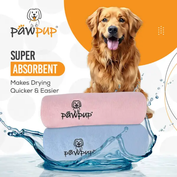PAWPUP Dog Towel Super Absorbent Microfiber Pet Towel For Dogs, Cats And Other Pets (40x24 Inches, Pink and Blue) - Image 2