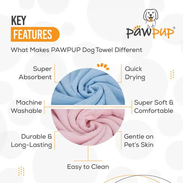 PAWPUP Dog Towel Super Absorbent Microfiber Pet Towel For Dogs, Cats And Other Pets (40x24 Inches, Pink and Blue) - Image 3