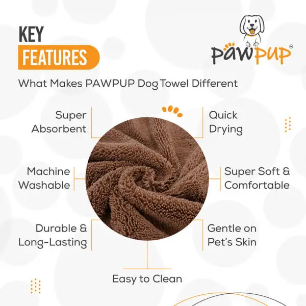 PAWPUP Dog Towel Super Absorbent Microfiber Pet Towel for Dogs, Cats and Other Pets (55x28 Inches, Brown) - Image 3