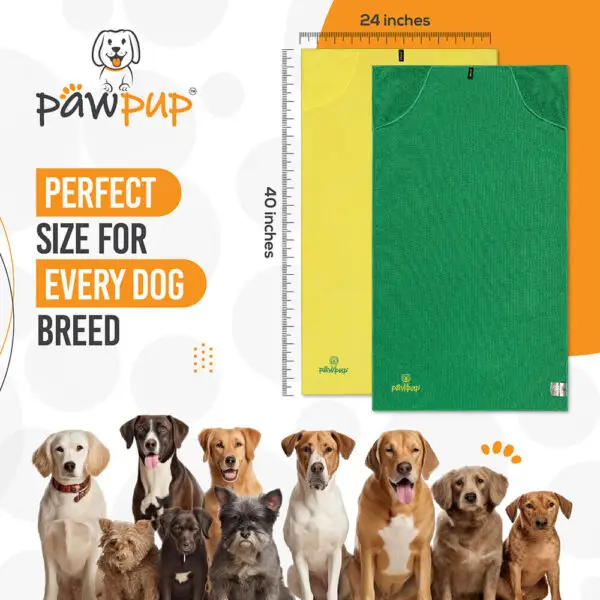 PAWPUP Dog Towel Super Absorbent Microfiber Pet Towel For Dogs, Cats And Other Pets (40x24 Inches, Yellow & Green) - Image 5