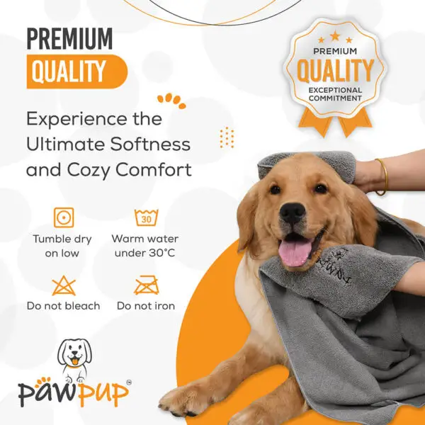 PAWPUP Dog Towel Super Absorbent Microfiber Pet Towel for Dogs, Cats and Other Pets (55x28 Inches, Grey) - Image 7